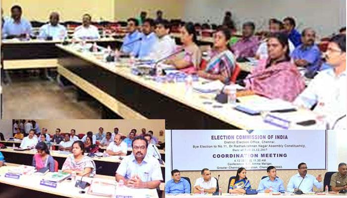 ஆர்.கே.நகரில் பணப்பட்டுவாடாவை தடுக்க தேர்தல் அதிகாரிகள் ஆலோசனை! ஆர்.கே.நகரில் பணப்பட்டுவாடாவை தடுக்க தேர்தல் அதிகாரிகள் ஆலோசனை!