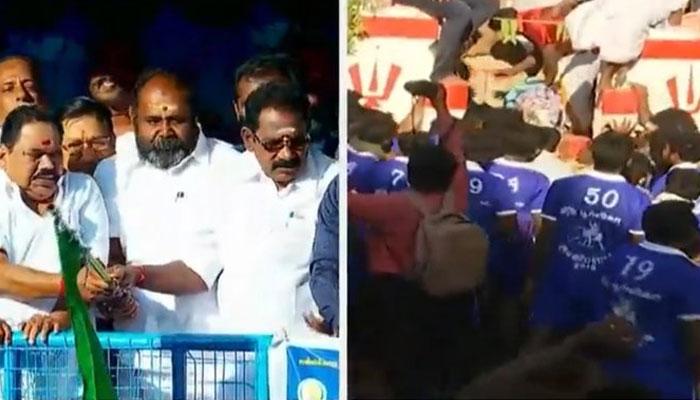 மதுரை அவனியாபுரத்தில் ஜல்லிக்கட்டு போட்டி துவங்கியது! மதுரை அவனியாபுரத்தில் ஜல்லிக்கட்டு போட்டி துவங்கியது!